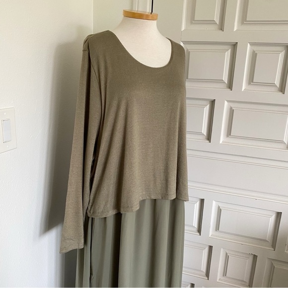NWT Soft Surroundings Cassie Dress Olive Light Green Long Maxi Chiffon Size 3X - Picture 13 of 16